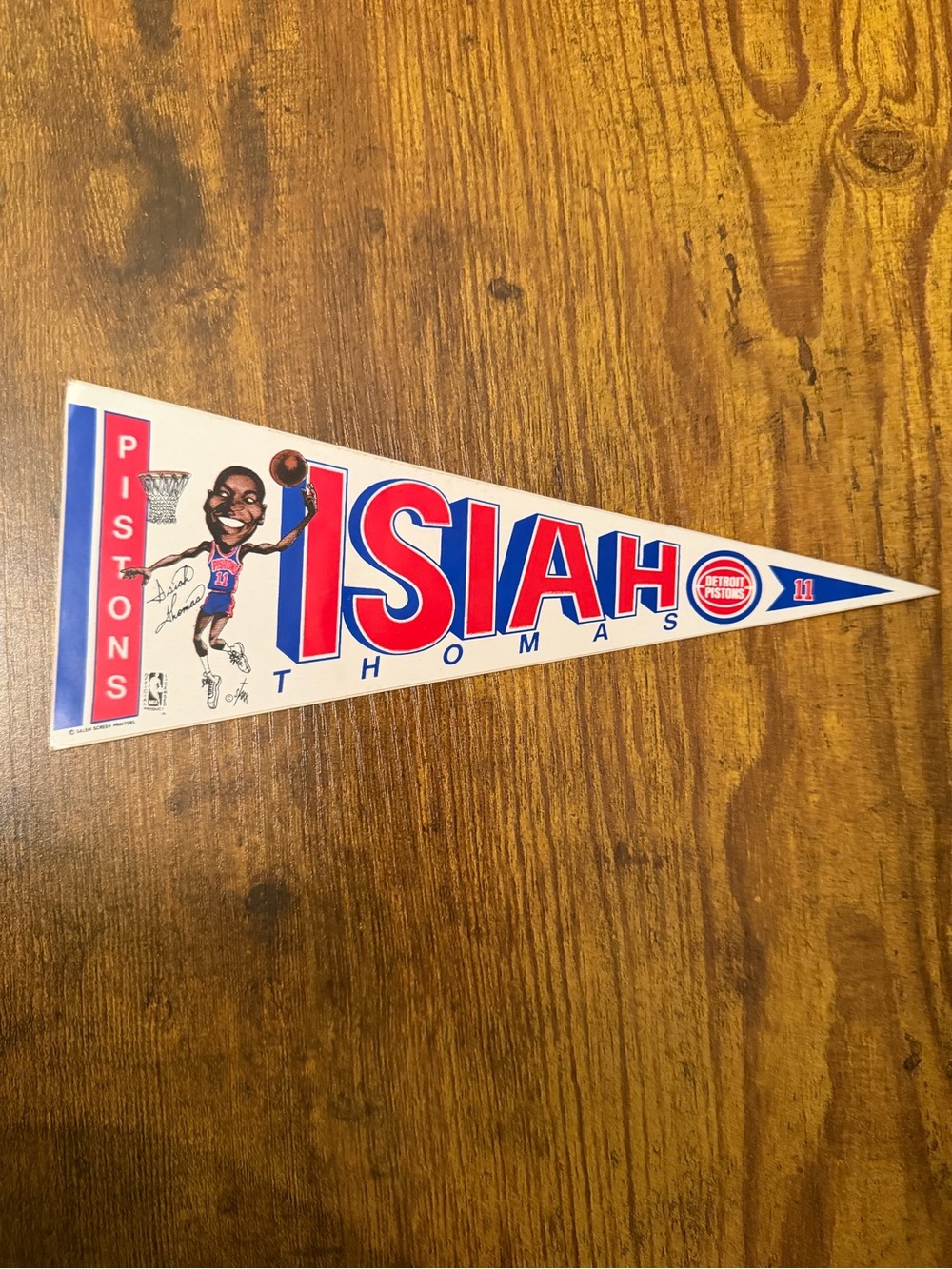 Isiah Thomas Detroit Pistons 1989 Salem Mini Pennant Sticker NBA Vintage #11